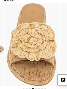 Gentle Souls Lucy Woven Flower Cork Slide Sandal - Size 8